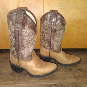 Kids' 9 in. Western Boots, Tan Vintage, J-Toe, 3-Row Stitch, VJ9111 (Siz…